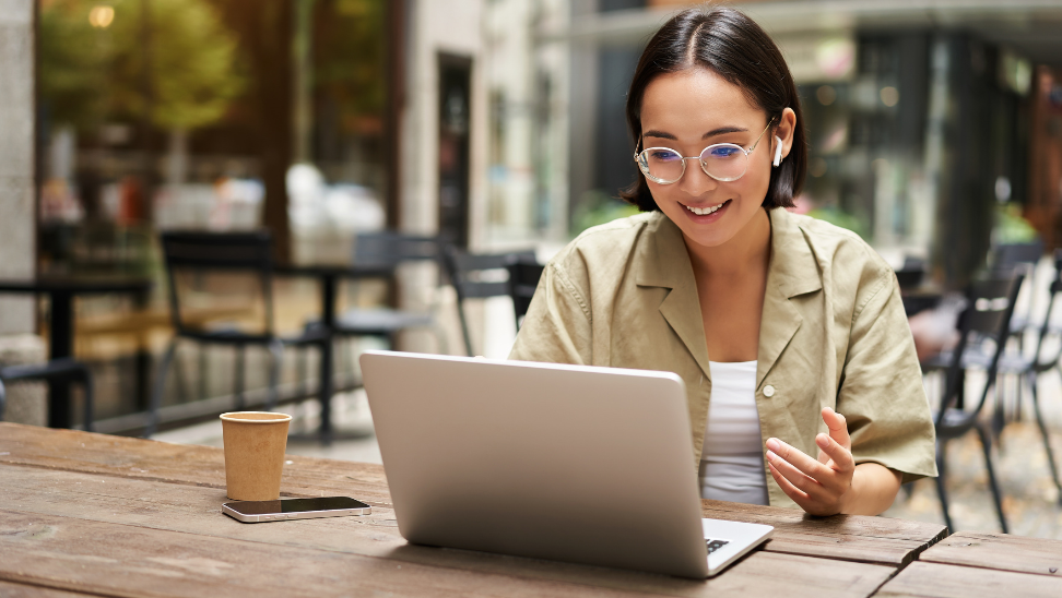 Woman using computer